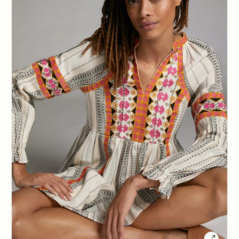 Lottie Embroidered Mini Dress Anthropologie